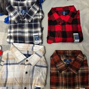 George Men's Double Pocket Flannel Shirt 4 piece